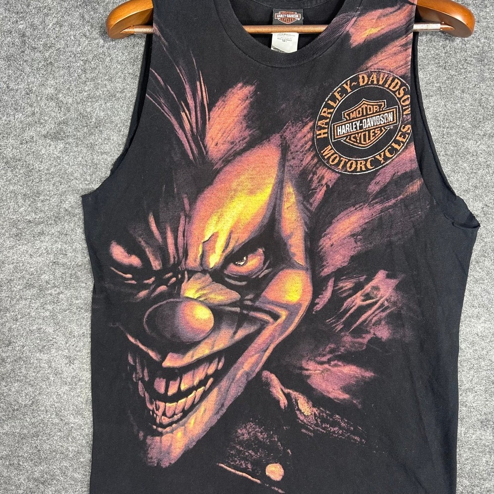 Harley Davidson Joker Clown Shirt St Paul Mens Black‎ Cut Sleeve Tank Top Large